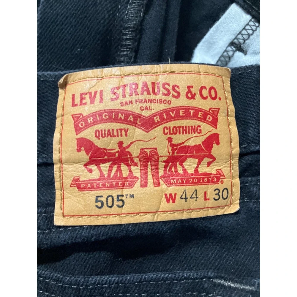 Levi Strauss 505 Black Denim Jeans Mens W44‎ L30 Straight Leg